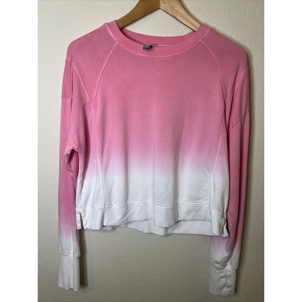 Sweaty Betty After Class Crop Sweatshirt Small Women's Thumbholes Crew, Pink